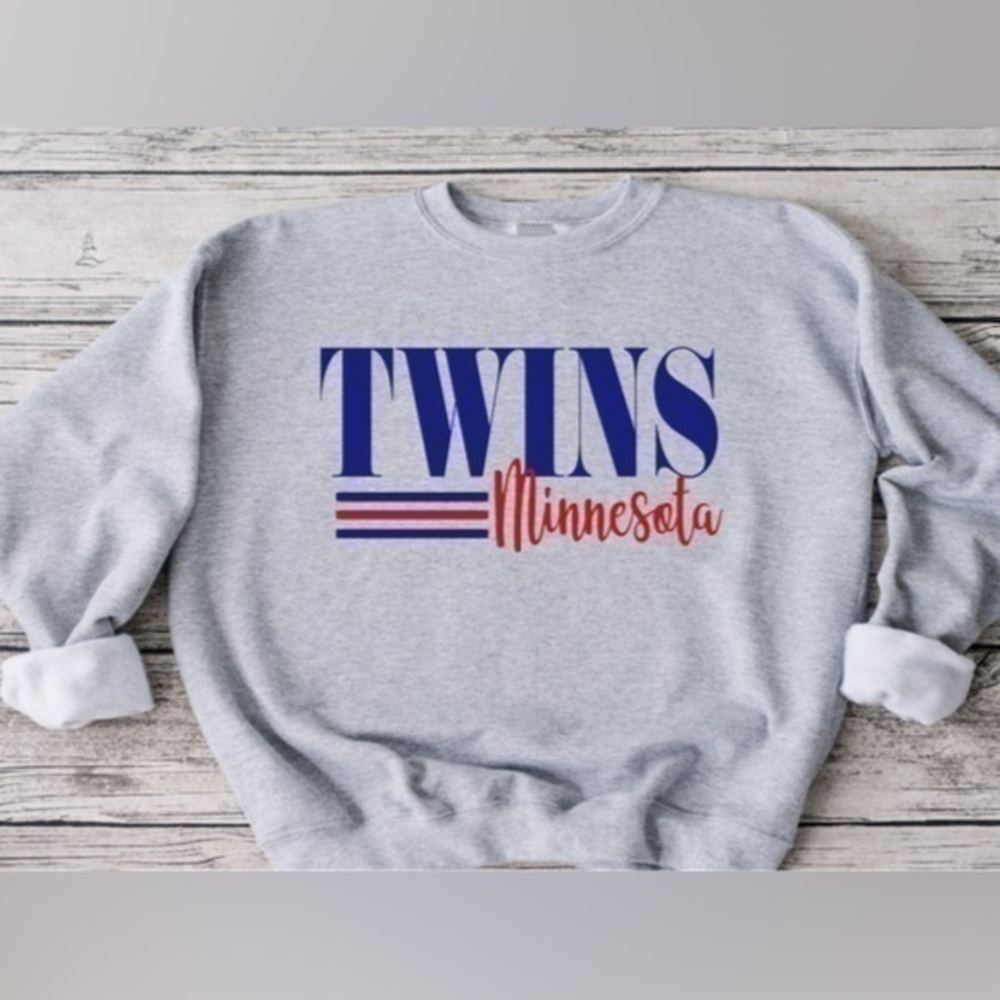 Minnesota Twins Striped Crewneck- Gray